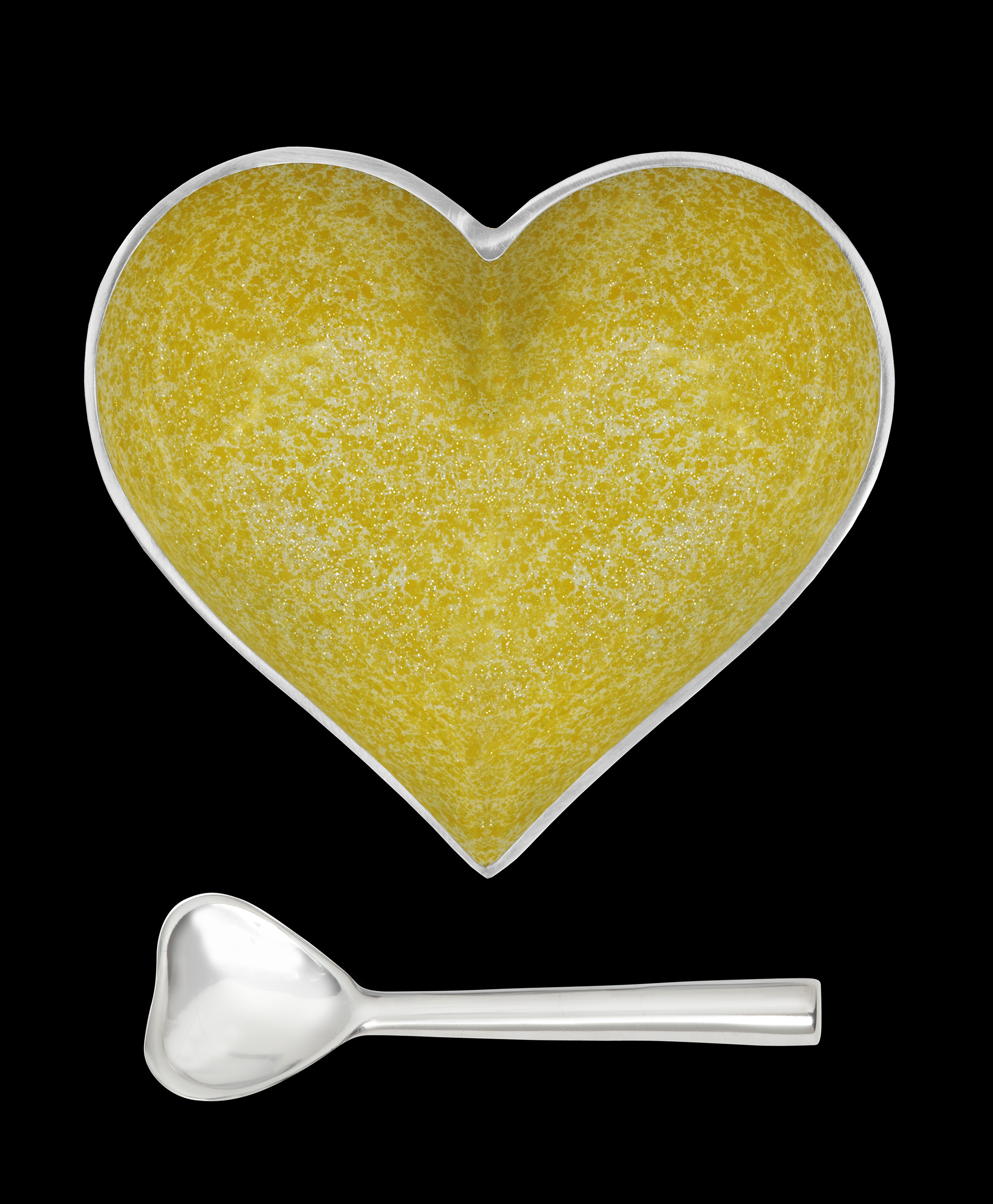Happy Sparkly Yellow Heart with Heart Spoon